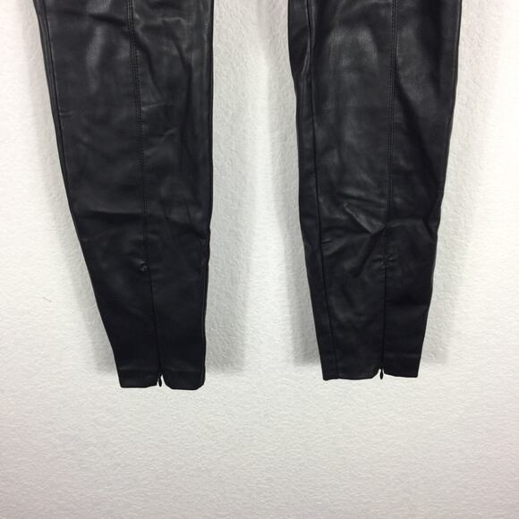 Zara Black Faux Leather High Waist Skinny Ankle Zip Leggings Small - Picture 9 of 14